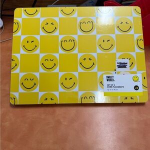 Smiley World Yellow Checkered Cork Placemats